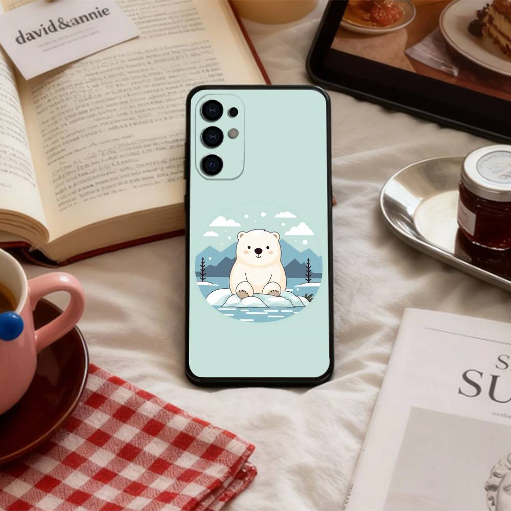 Chonky P-Polar bear Phone Case For Samsung S 25,24,23,22,30,21,10,9,Ultra,Plus,Lite,FE,4,5 G Soft Black Case