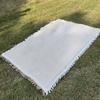 Linen Tablecloth with Tassel Large Size Camping Ground Cloth Outdoor Picnic Mat  Sand Proof