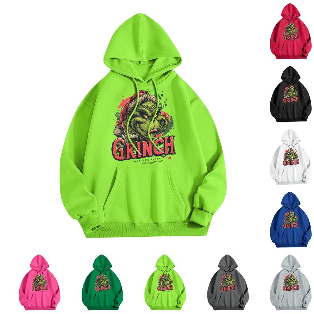 Women's Fashion Christmas Printed Casual Hooded Sweatshirt With Pockets