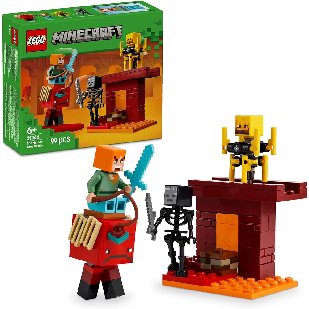 LEGO Minecraft Nether Lava Battle Toy Building Blocks Educational Gift for Kids Ages 6-9 21266