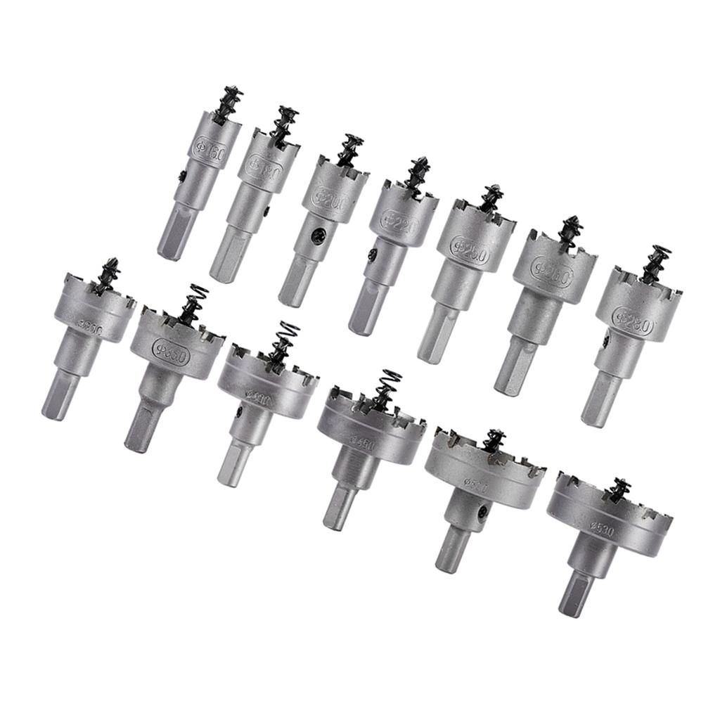 13pcs Set 16 18 20 22mm Carbide Tip TCT Drill Bit Hole Saw Set Stainless Steel