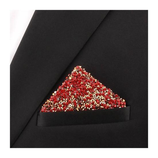 Rhinestone Pocket Square for Men Pre Folded Handkerchief Sparkling Pocket Square Fits Blazer Tuxedo Pockets for Wedding Dating Formal Attire