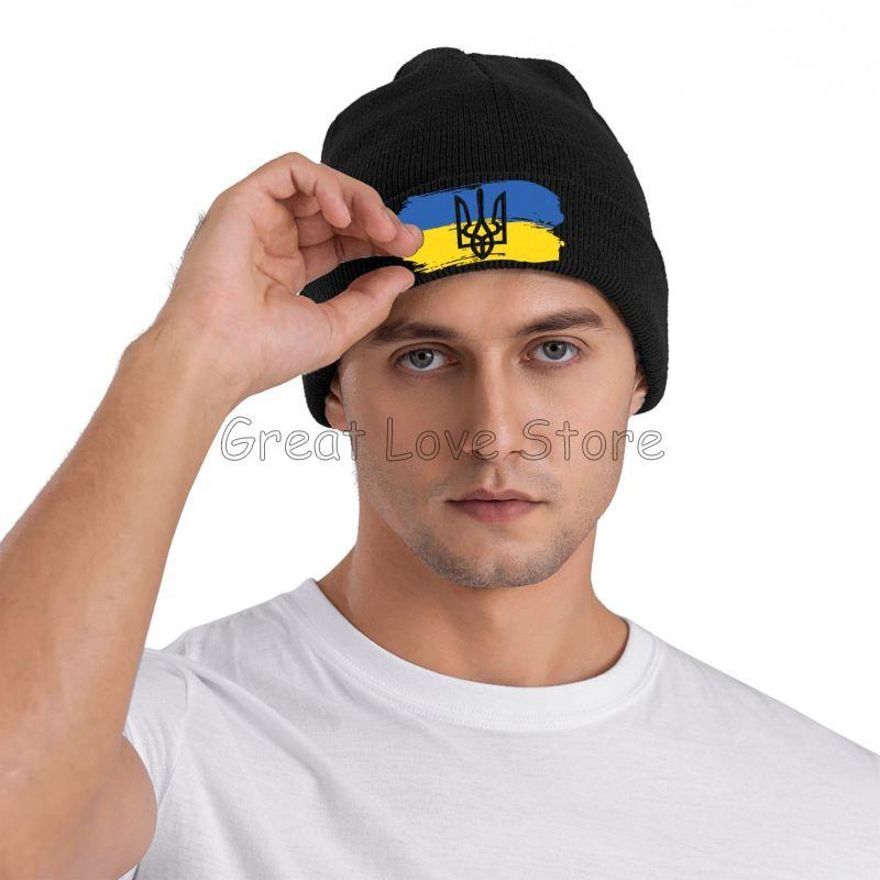 Ukraine Emblem Bonnet Hats Unisex Elastic Knit Hat Winter Warm Skullies Beanies Head Wrap Caps for Travel Outdoor Hiking Camping