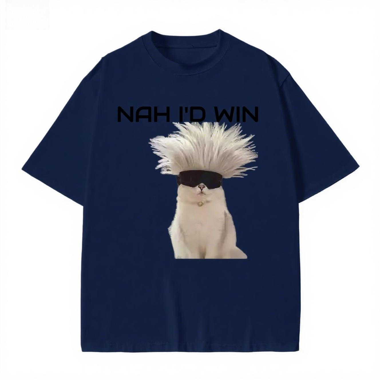 

2025 Autumn Handsome Cat Pattern Printed T-shirt Fashionable and Comfortable Pure Cotton Men s and Women s Large Size T-shirt 4XL