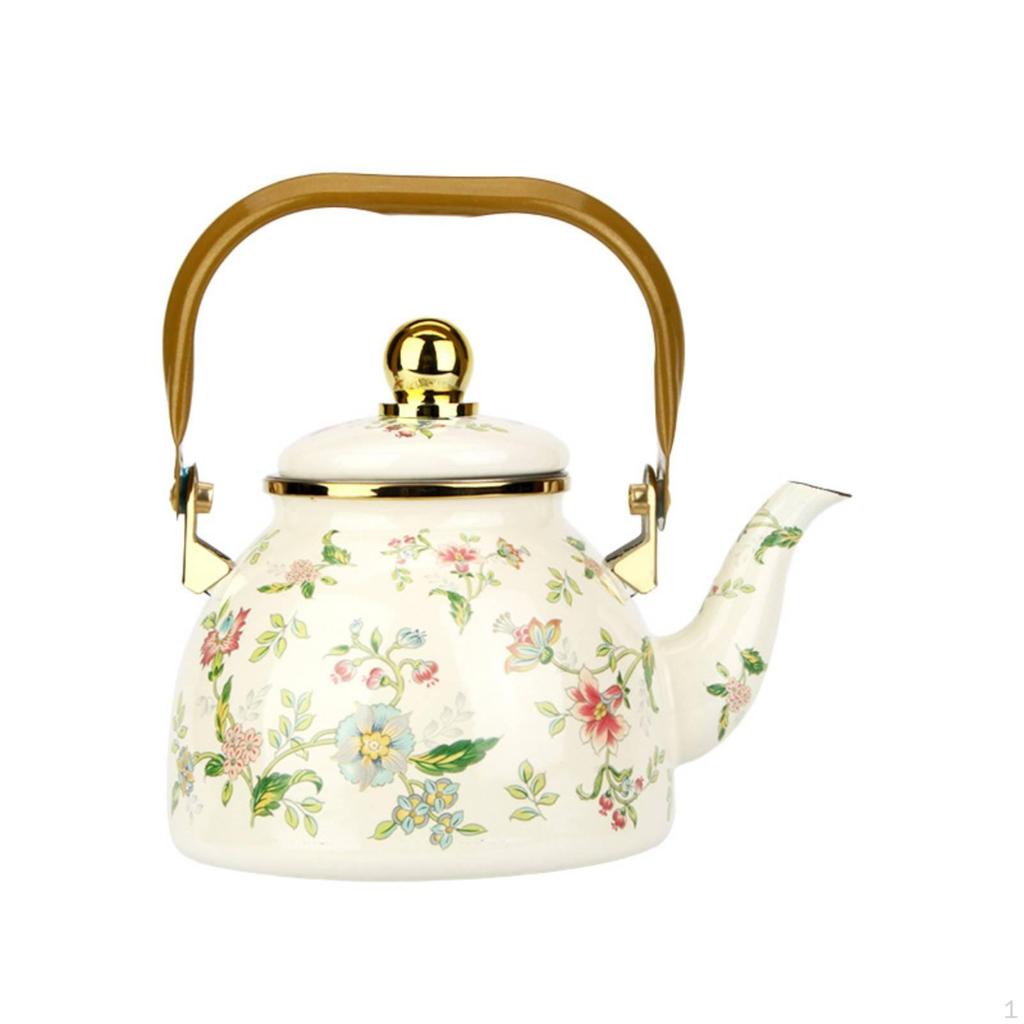 Enamel Tea Kettle Non-Reactive Spill-Spill-Resistant