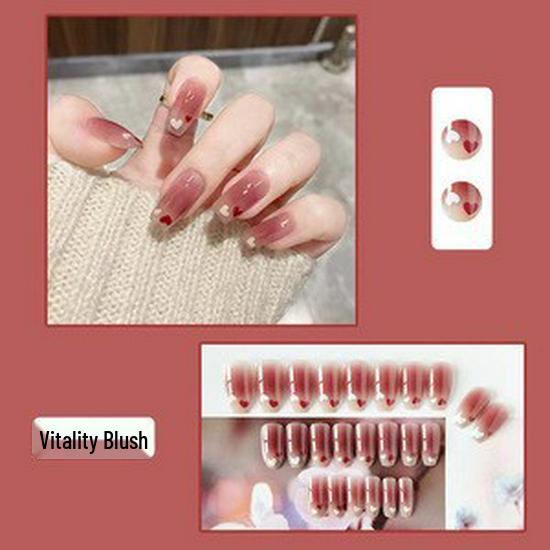 Douyin Trendy Blush False Nails: Pure, Sexy, and Removable Jelly Gel Nail Tips with Whitening Effect