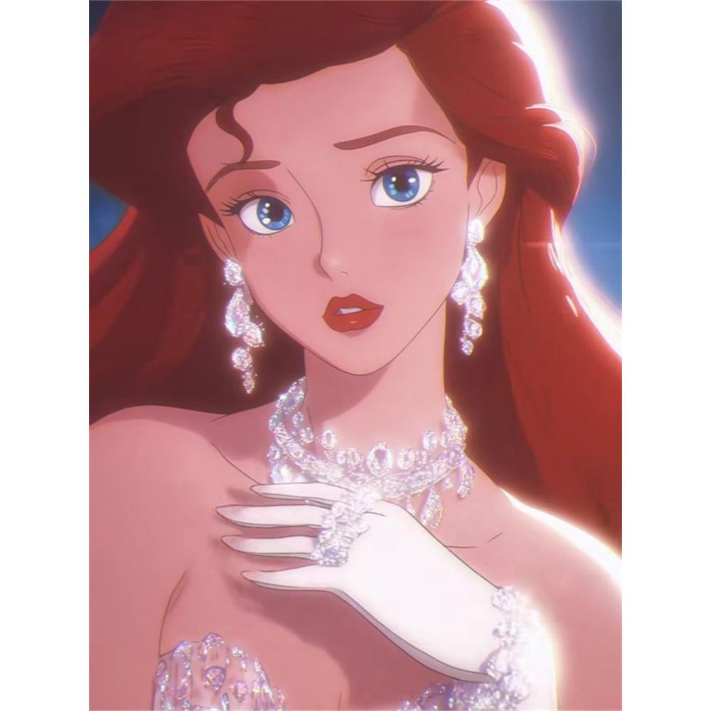 

Disney 5D DIY Diamond Painting Ariel The Little Mermaid Gorgeous Illustration Cartoon Full Diamond Mosaic Art Wall Decoration Set Round 20x30cm