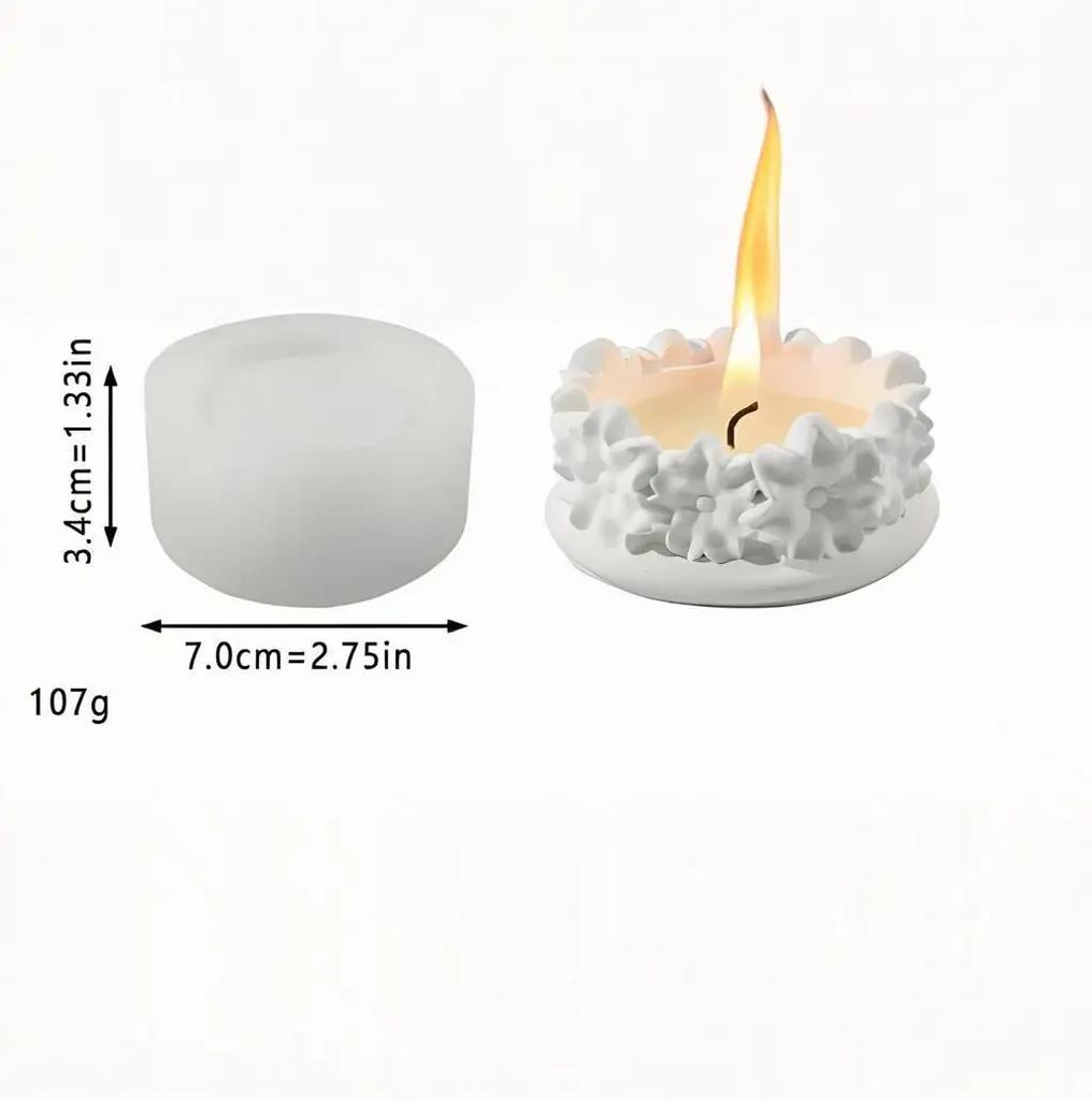 Elegant Flowers Silicone Mold Candle Cup Jar DIY Aromatherapy Holder Mould for Jewelry Storage And Concrete Candle Making