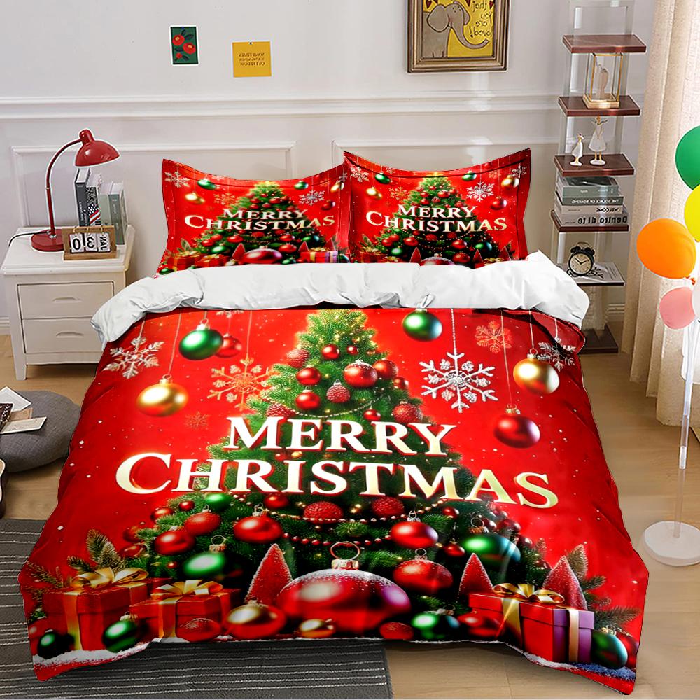 Merry Christmas Winter Scene Bedding set (1 duvet cover, 2 pillowcases, duvet not included)