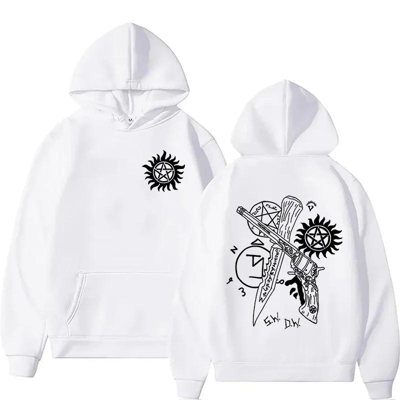 New Supernatural Print Sweatshirt for Men and Women Casual Fashion Hip-hop Y2K Long-sleeved Pullover Autumn and Wintersportswear