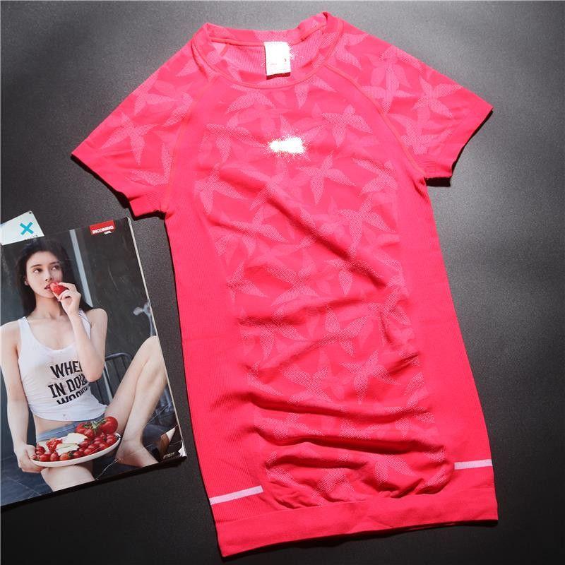 Cattle Goods Women s Stretch Sports T-shirt Short Sleeve Workout Clothes Beautiful red XS/S