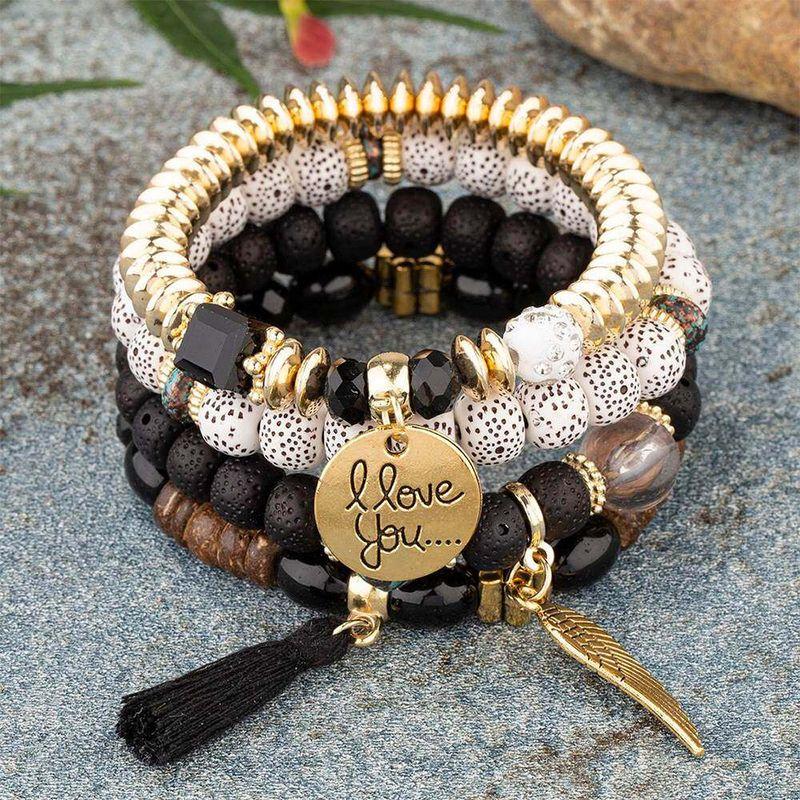 Multi-Layer Elastic Bracelet Fashion Wooden Bead