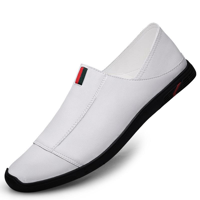 

Мужская кожаная обувь деловая повседневная обувь на одной педали модная маленькая кожаная обувь модная обувь 41 белый