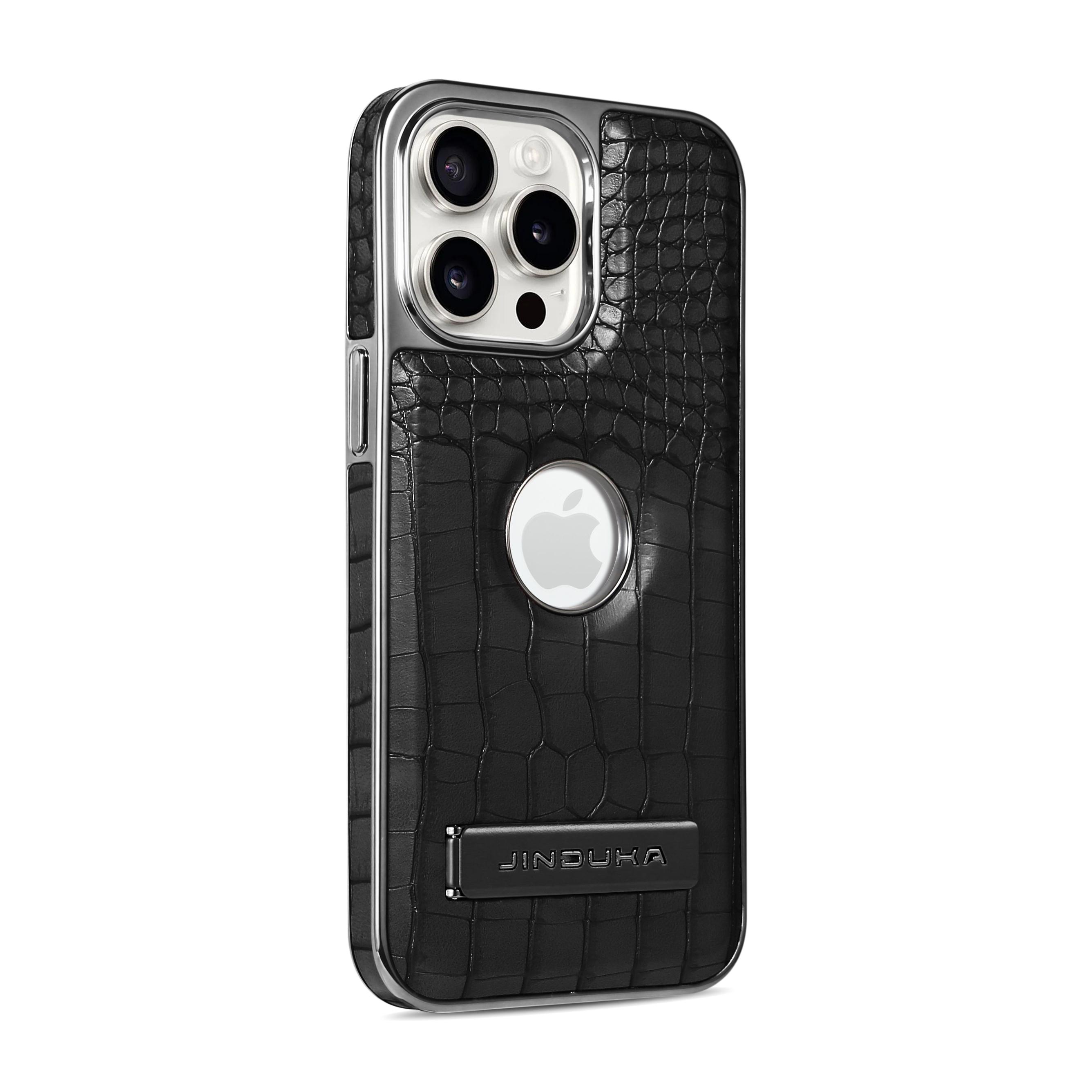 

Boutique Crocodile Texture Eco Leather Case For iPhone 16 15 14 Plus 13 12 Pro Max Magnetic Cover Hidden Stand Bracket Premium iPhone 15 чорний