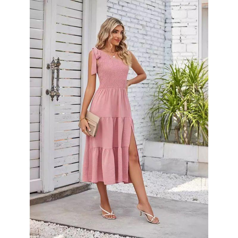 Women's Pleated Slip Sleeveless Dress Pleating Split Sleeveless Dress Women