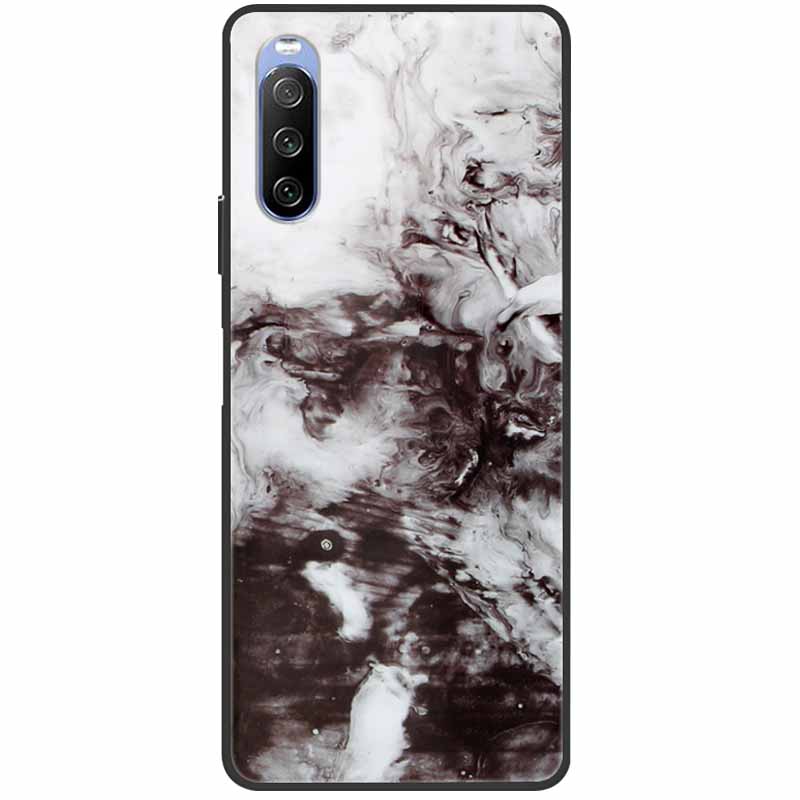Soft Cover For Sony Xperia 10 III Case 5 III Soft Silicone Black Cases for Sony Xperia 1 III / Xperia1 XZ4 Covers Cool Marble