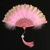 White Feather Fan, Popular Retro Fan, Suitable for Pairing with Cheongsam, Dance, Catwalk, Bird-Of-Prey Style, Palace Style, Fairy-Like Girl Folding