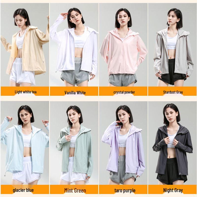 Women's Anti-UV Ice Silk Hooded Windbreaker - Breathable, Elastic, and Sun-Protective Summer Jacket for Climbing