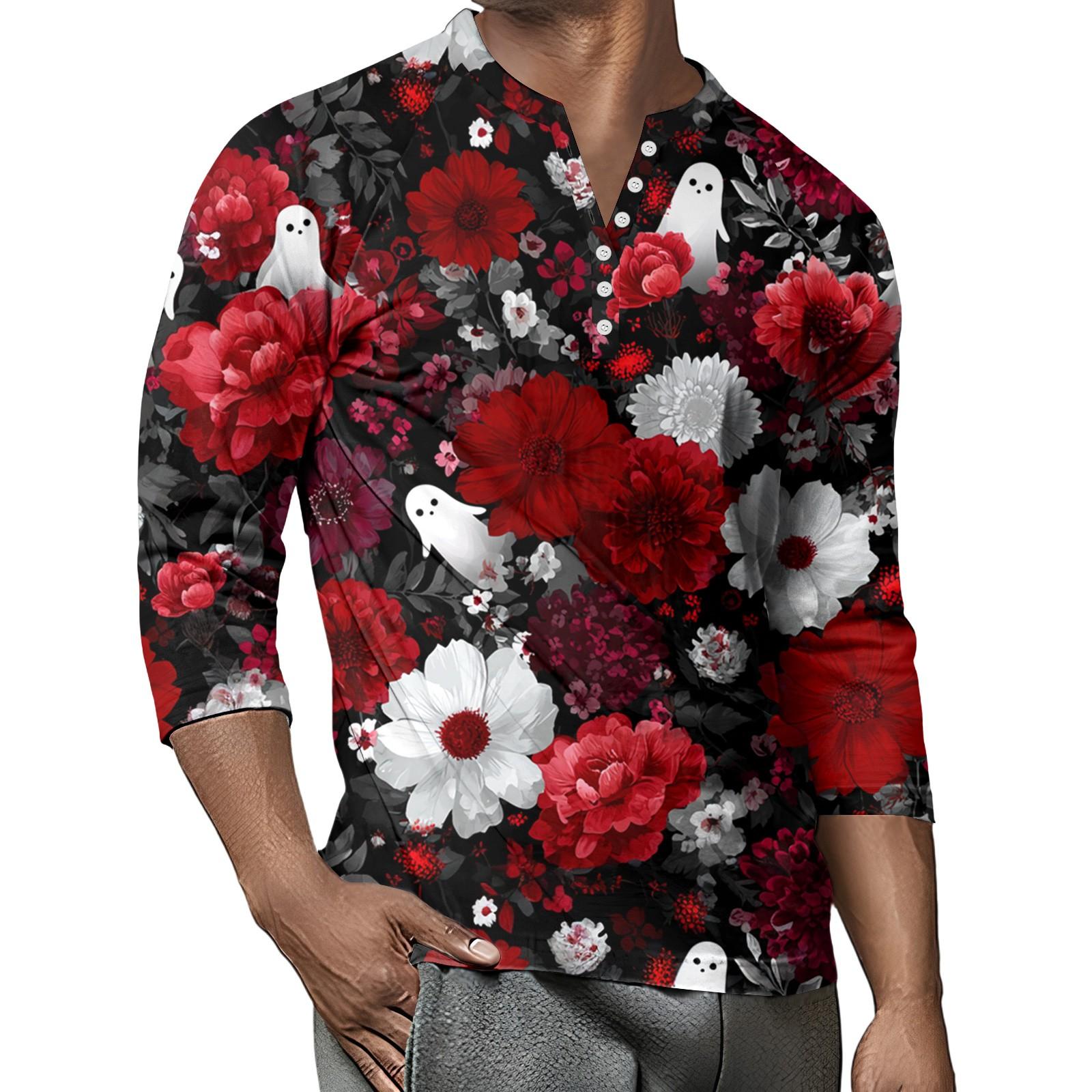 

Мужской контрастный топ реглан на пуговицах с рукавом 3/4 XL винный