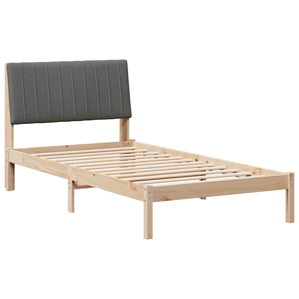 Bed Frame with Headboard Brown 100 X 200 Cm Solid Pine Wood