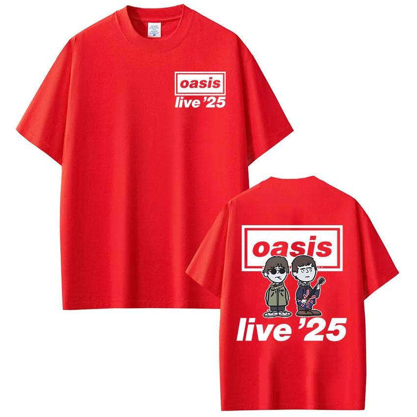 Oasis Summer Shortsleeved Tshirt Retro European and American Punk Rock Youth Cartoon Comics Men and Women Fashion Y2K Top