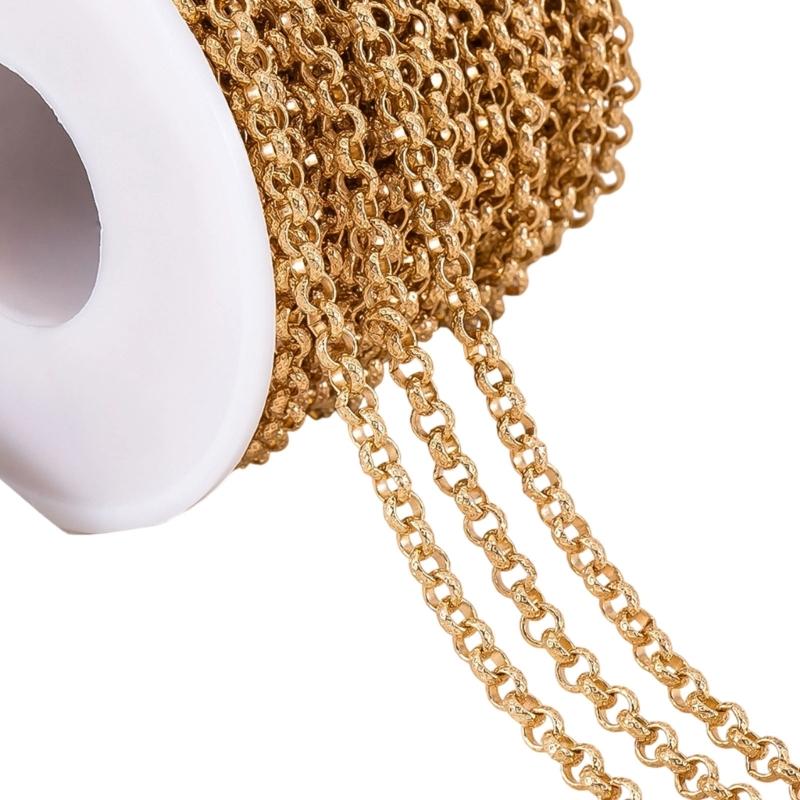 

Sturdy Copper O Ring Chain With Intricate Embossing For DIY Jewelry Designers And Craft Enthusiasts золотий