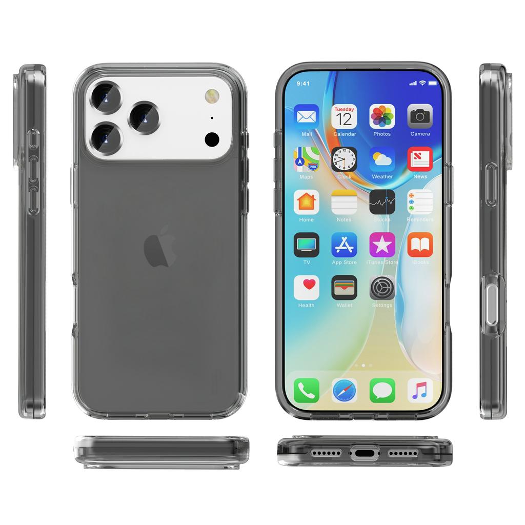 For iPhone 17 Pro Case PC+TPU Shockproof Clear Phone Cover