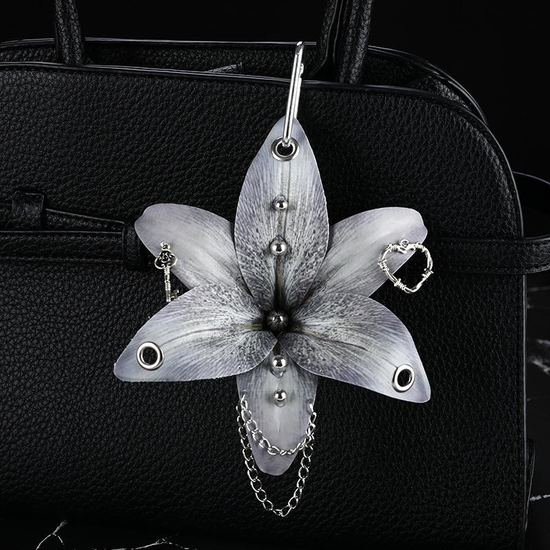 Creative Orchid Lily Simulation Flower Keychain  Backpack Decoration Accessories