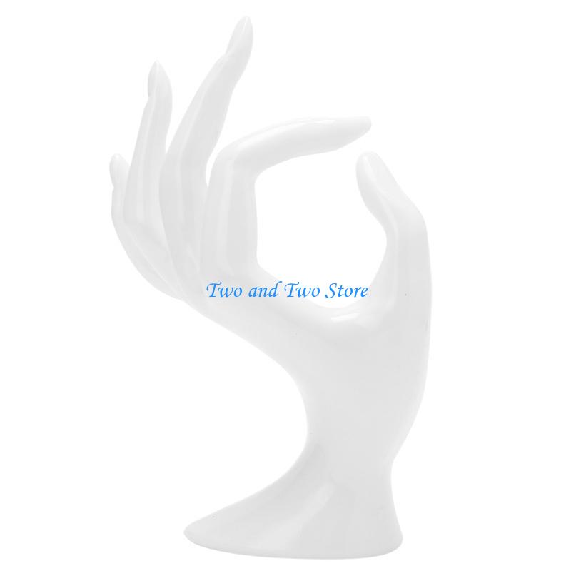 HX6F Mannequin OK Hand Finger Glove Ring Bracelet Bangle Jewelry Display Stand Holder белый