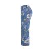 Vintage Floral Jeans for Women, Mid Rise Barrel Wide Leg Jeans, Retro Casual Stretchy Denim Pants with Pockets