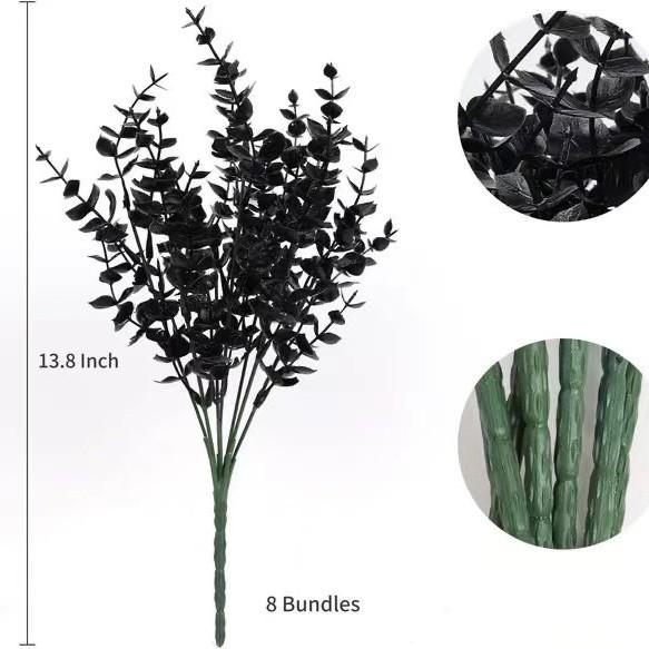 Black Halloween Decoration Plastic Fake Flowers Eucalyptus Rose Lavender Bundle Thanksgiving Flowers Thanksgiving 2pcs