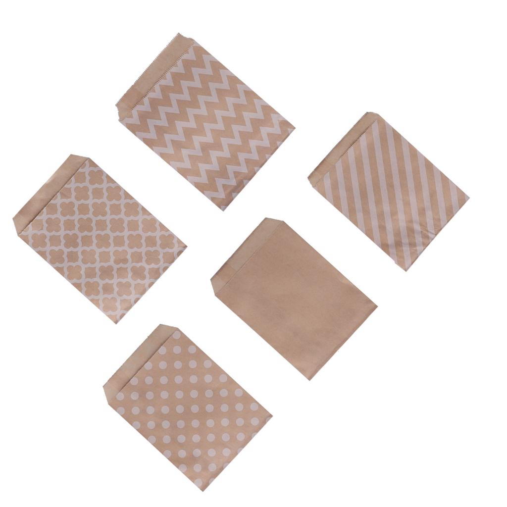 50 Stück Papier Süßigkeitstüten Einweg Sicher Dekorativ Lebensmittel Flach Kraft Gastgeschenktüten für Party