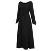 Women Plus Size Solid Vintage  Long Sleeve Bandage Long Party Dress