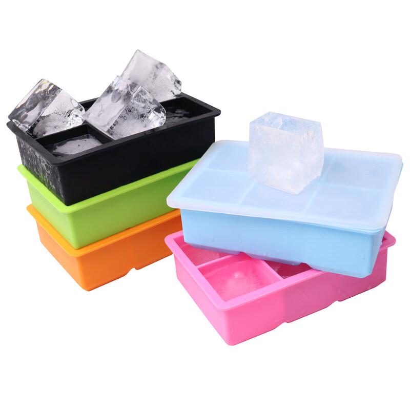 Direen 6-Grid Silicone Large Ice Cube Tray (2-Pack)