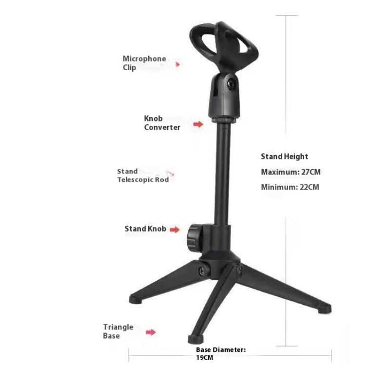 1 Pcs Mini Portable Table Stand Universal Microphone Stand Desktop Tripod Adjustable Mic Clip Holder Lightweight Bracket