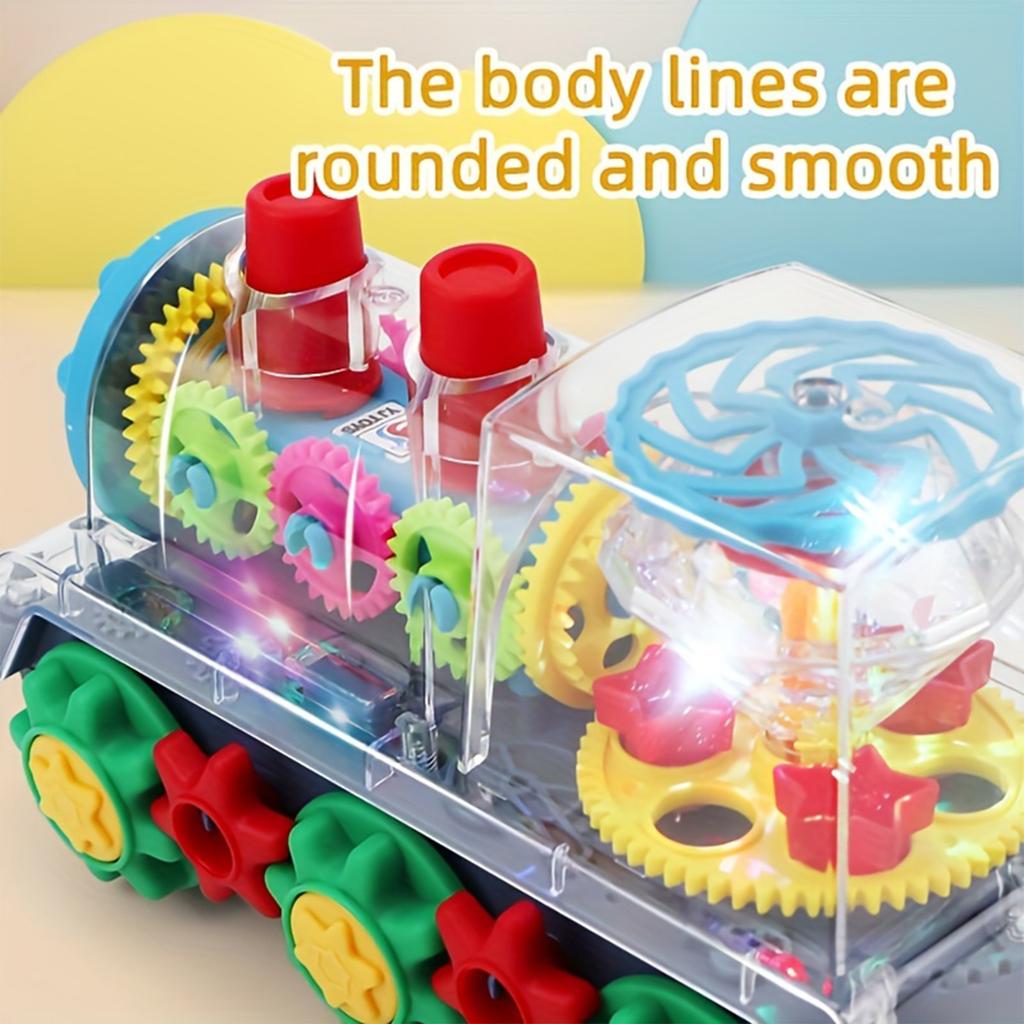 Transparent Small Train Gear Linkage Light Music Toy