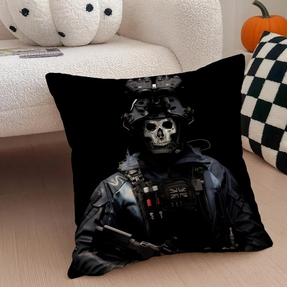 Trending Call of DDuty Game Hardcore Shooting Cushion Cover Throw Pillow Cover Hidden Button Durable Polyester Chair Cushion