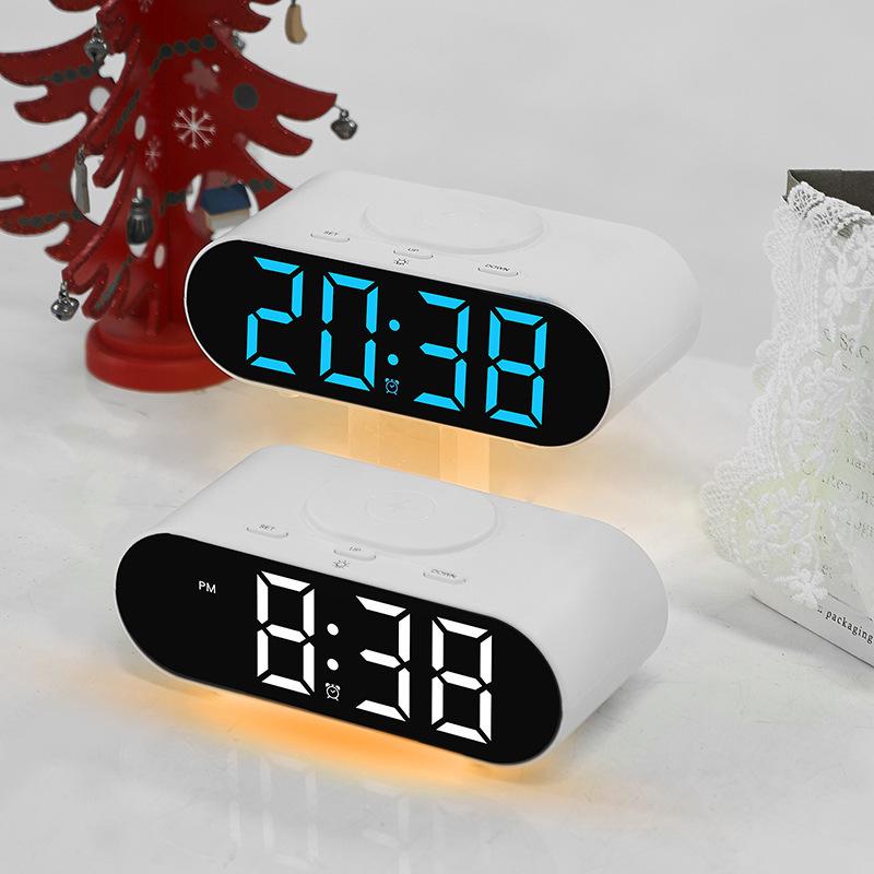 GH9000 Multi-functional Wireless Charging Alarm Clock - Bedside Desk Clock with Fast Mobile Phone Charging