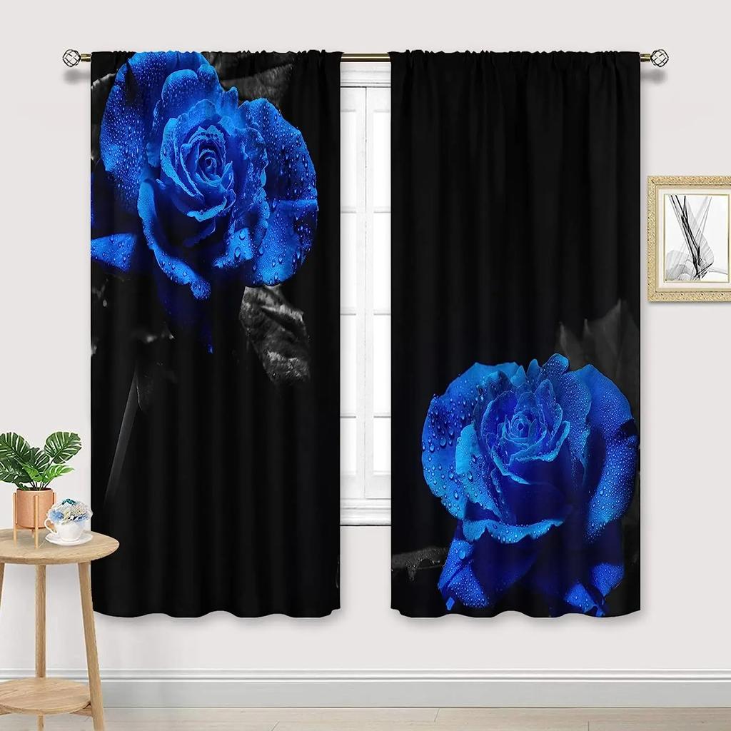 Mehrfarbiges Rosenmuster Hochverdunkelnde Schlafzimmervorhänge Dunkler Stil Zuhause Dicke Verdunkelungsvorhänge Verschiedene Rosenstile Fenstervorhang