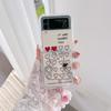 For Samsung Galaxy Z Flip 4 3 Case Love Heart Pattern Painted Transparent Silicone Bracelet Folding Shockproof Cover Accessories