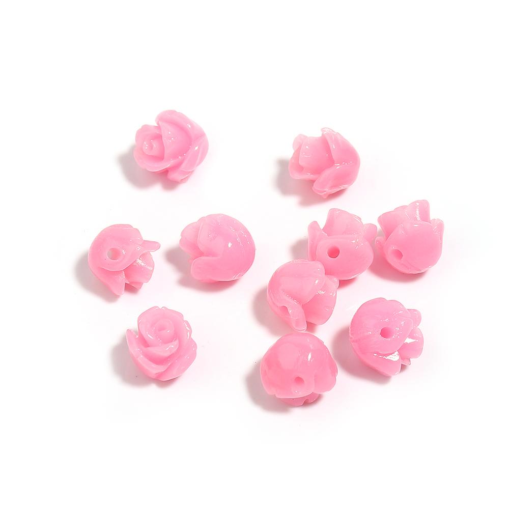 10Pcs/Lot Resin Beads 6 8 10 12 15mm Colorful Rose Shape Hole Size 1.5mm Beads For Charm Jewelry Making Diy Bracelet Necklace