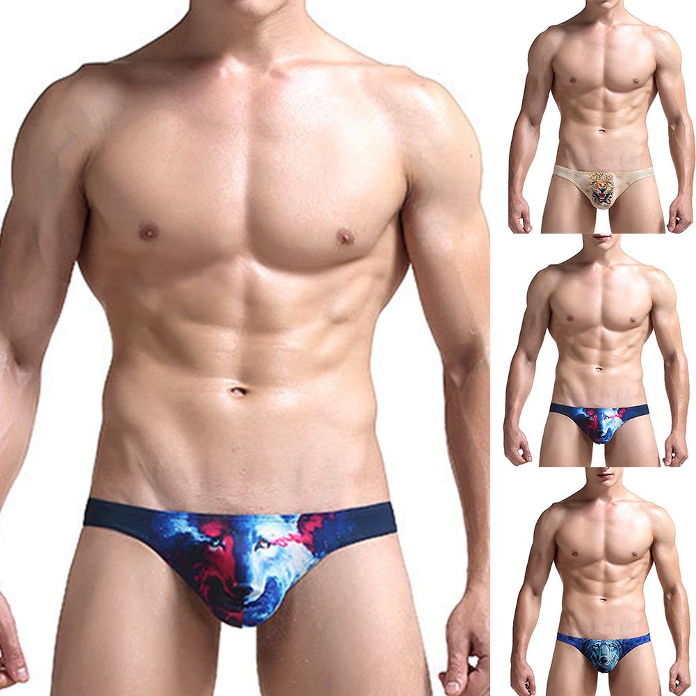 3D Animal U Bulge Print Men's Pouch Convex G-string Thongs Low Rise Underwear