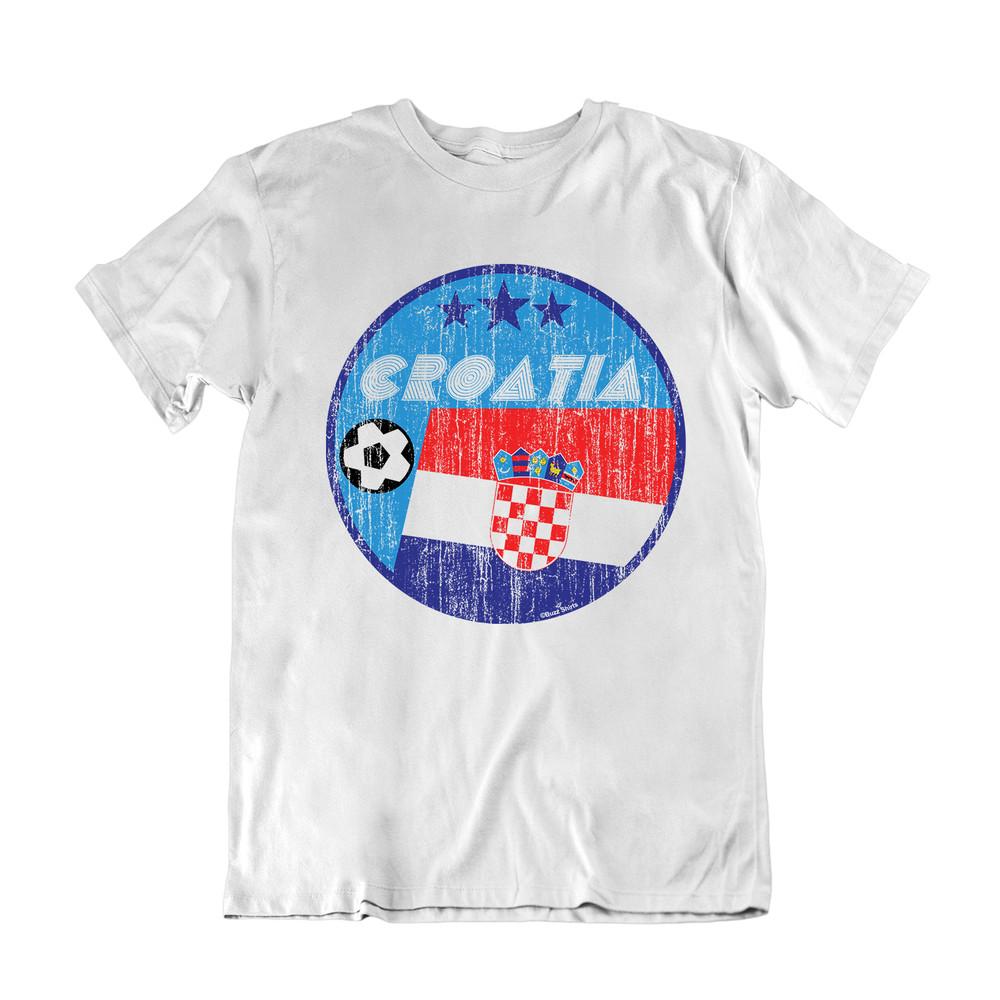 

CROATIA Football T-Shirt 2024 Retro Circle, Adults Kids Or Baby, World Cup Kit S
