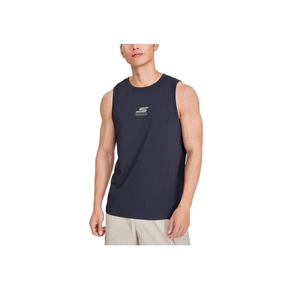Skechers Round Neck Soft Breathable Sports Trend Knitted Sleeveless Vest Men Tops Odyssey-Gray P223M110-026R
