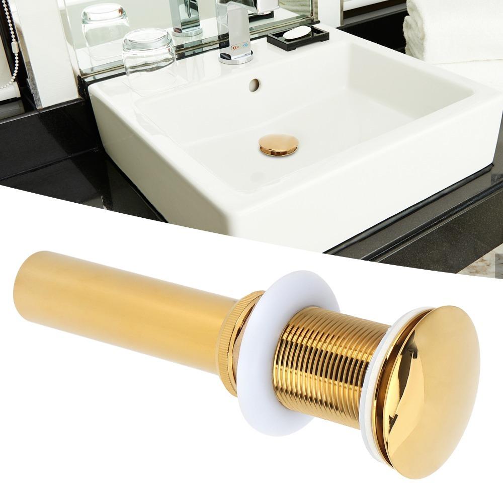 Push Bounce Bathroom Sink Drain Polish Gold Finish Draining Stopper Drain Stopper  Bathroom