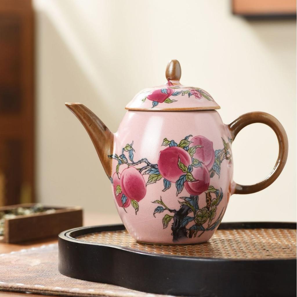 Ru kiln Jiutao series beam pot, teapot, tea maker, household ceramic tea set, tea maker, single pot opening can raise teapot