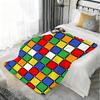 Cute cartoon style Rubik's cube Throw Kid-Friendly Flannel Throw Blanket Soft Warm Anti-Static Washable All Season
