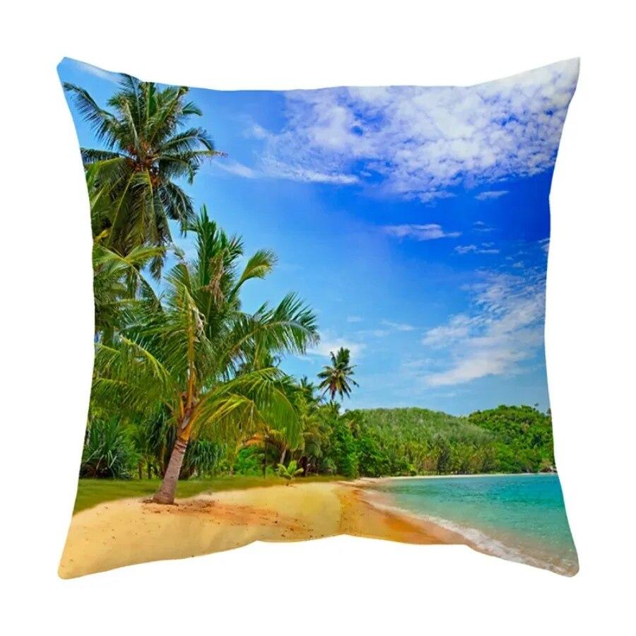 Office Sofa Cushion Summer Vacation Beach Scenery Decoration Cover Luxury Home Decoration Cushion Cover