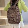 Nylon Students School Bag Retro Large Capacity Backpack Portable Leopard Print Backpack  for Gift