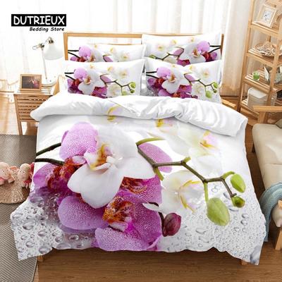 Flowers Duvet Cover Set, Fashion Flower Bedding Set, Soft Comfortable Breathable Duvet Cover, For Bedroom Guest Room Decor